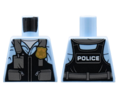 Torso Police Black Pilot Safety Vest with Police Badge and Dark Bluish Gray Pockets Pattern