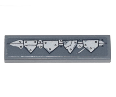 Tile 1 x 4 with Silver Triangular Metal Plates, Seams and Rivets Pattern (Sticker) - Set 70840