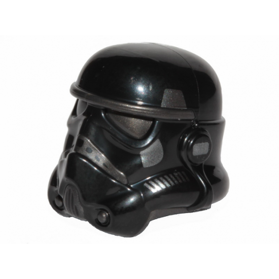 Minifigure, Headgear Helmet SW Stormtrooper, Dual Molded, Black with Pearl Dark Gray Marks Pattern