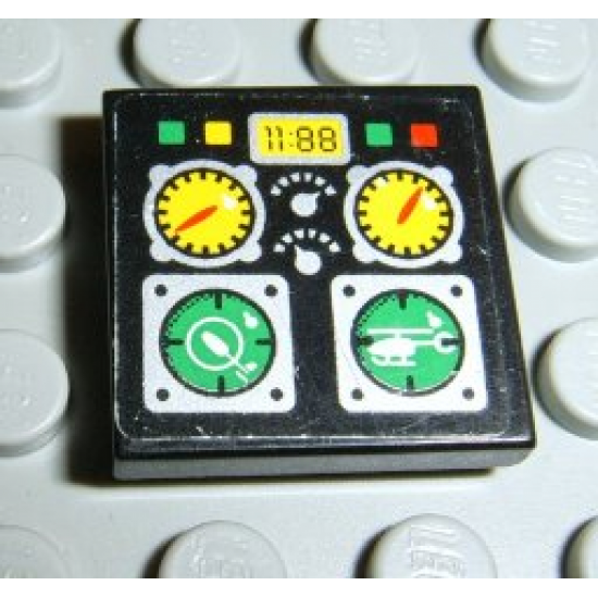 Tile 2 x 2 with Avionics Helicopter Controls Pattern (Sticker) - Set 8253
