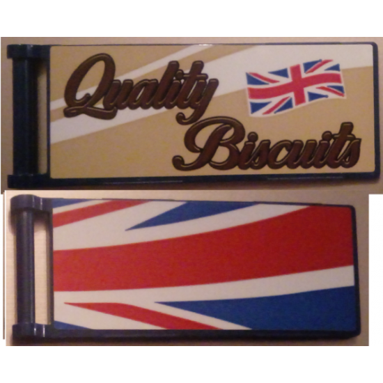 Flag 7 x 3 with Rod with 'Quality Biscuits' / Partial United Kingdom Flag (Union Jack) Pattern Model Back Left Side (Stickers) - Set 10258