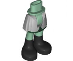 Mini Doll, Legs with Hips and Skirt, Green Stripe, Light Bluish Gray Legs and Black Boots Pattern