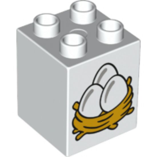 Duplo, Brick 2 x 2 x 2 with 3 Eggs in Nest Pattern