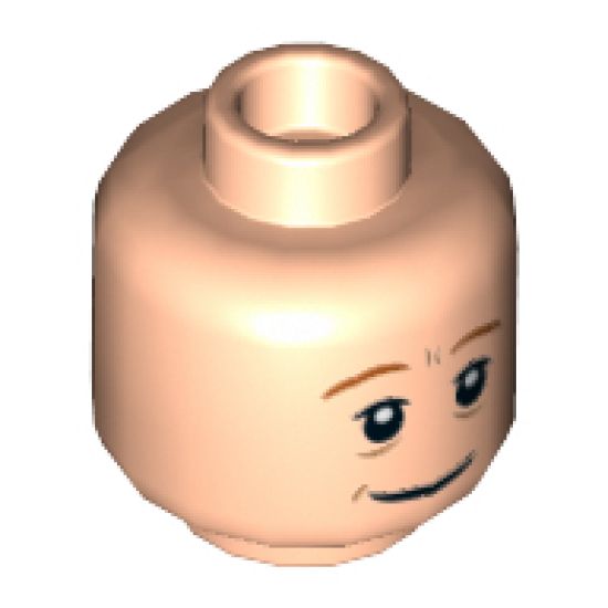 Minifigure, Head Dual Sided Dark Orange Eyebrows, Medium Nougat Age Lines, Wide Grin / Frown Pattern - Hollow Stud