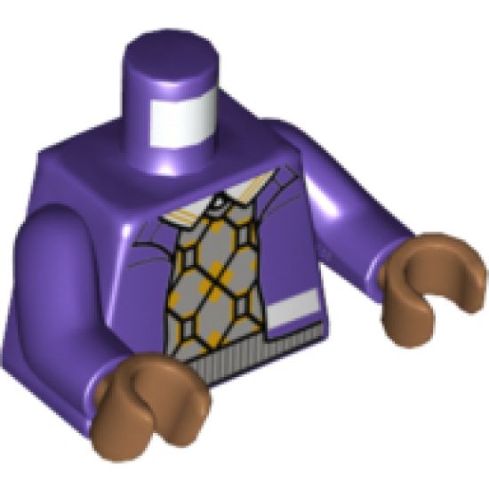 Torso Jacket over Light Bluish Gray and Orange Argyle Sweater Vest Pattern / Dark Purple Arms / Medium Nougat Hands