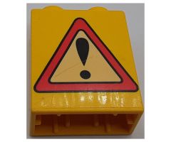 Duplo, Brick 1 x 2 x 2 with Road Sign Exclamation Mark Pattern