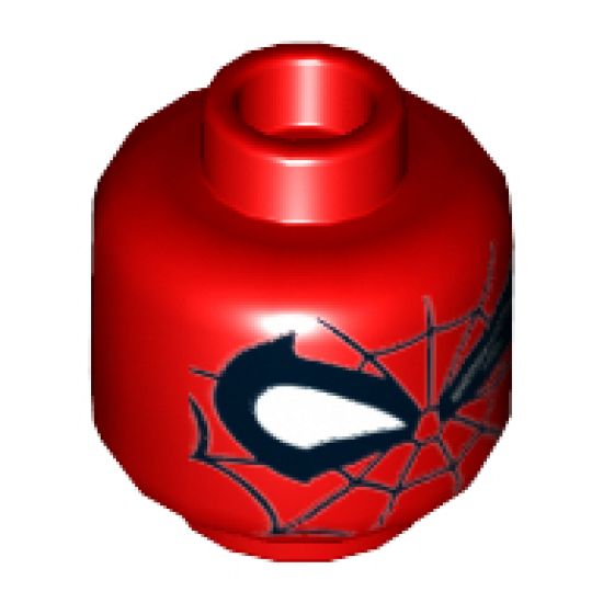 Minifigure, Head Alien with Spider-Man Black Web and Left Eye Wink Pattern - Hollow Stud