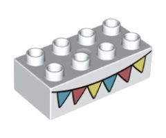 Duplo, Brick 2 x 4 with Colorful Flags Pattern