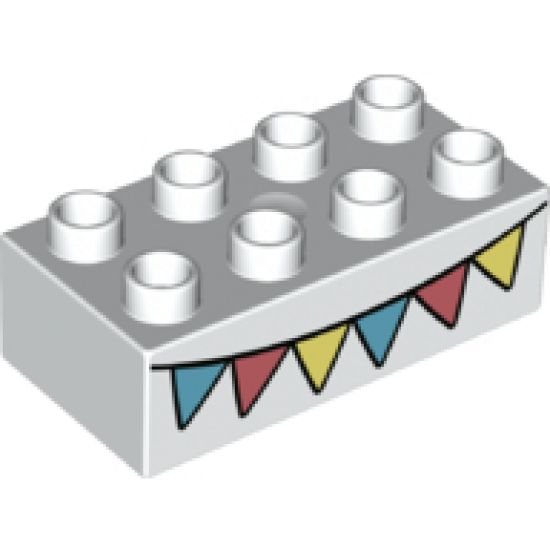 Duplo, Brick 2 x 4 with Colorful Flags Pattern