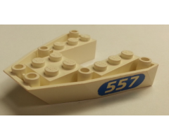 Boat Bow Brick 6 x 6 x 1 with '557' in Blue Oval Pattern on Both Sides (Stickers) - Set 6557
