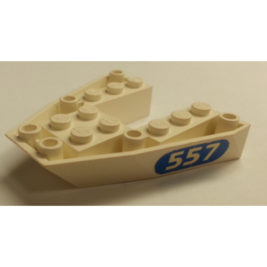 Boat Bow Brick 6 x 6 x 1 with '557' in Blue Oval Pattern on Both Sides (Stickers) - Set 6557