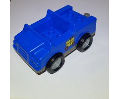 Duplo, Vehicle Car with 2 x 2 Studs and Dark Gray Base and Yellow Package on Wheels Pattern