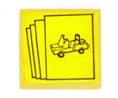 Tile 2 x 2 with Car Brochures Pattern (Sticker) - Set 6390