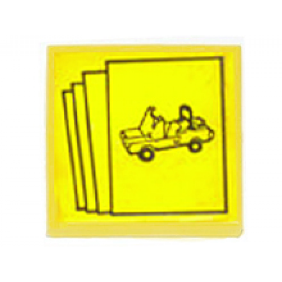 Tile 2 x 2 with Car Brochures Pattern (Sticker) - Set 6390