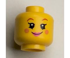 Minifigure, Head Dual Sided Female, Reddish Brown Eyebrows, Nougat Cheeks, Dark Pink Lips, Smile / Open Mouth and Winking Pattern - Hollow Stud (BAM)