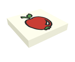 Tile 2 x 2 with Fabuland Apple Pattern