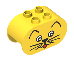 Duplo, Brick 2 x 4 x 2 Rounded Ends with Cat Face Type 2 (plain) Pattern