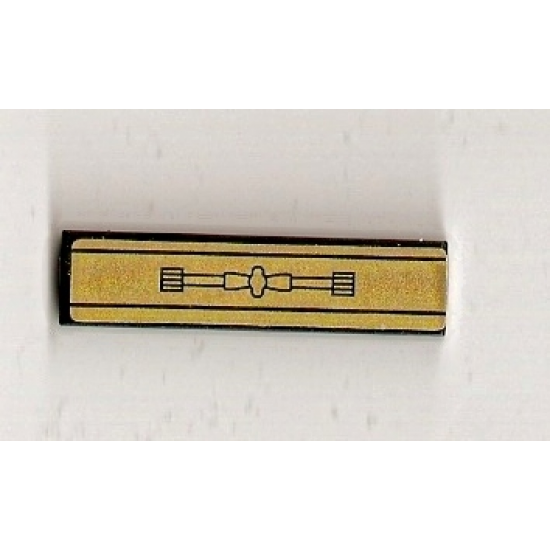 Tile 1 x 4 with Gold Panel Pattern (Sticker) - Set 8007