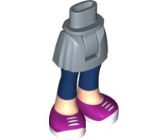 Mini Doll, Legs with Hips and Skirt, Light Nougat Legs with Dark Blue Ankle Length Leggings and Magenta Sneakers with White Laces and Soles Pattern