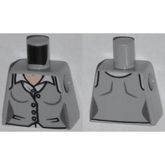 Torso Female Vest with Buttons and White Shirt Pattern