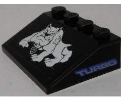 Slope 33 3 x 4 with Bulldog (Pit Bull) and 'TURBO' on Both Sides Pattern (Stickers) - Set 8182