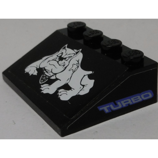 Slope 33 3 x 4 with Bulldog (Pit Bull) and 'TURBO' on Both Sides Pattern (Stickers) - Set 8182