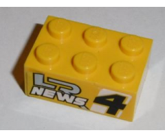 Brick 2 x 3 with 'LR NEWS 4' Pattern on Both Sides (Stickers) - Set 8152
