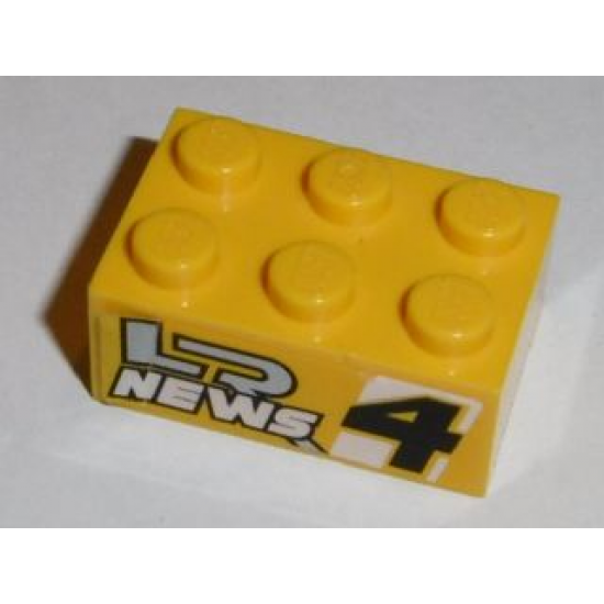Brick 2 x 3 with 'LR NEWS 4' Pattern on Both Sides (Stickers) - Set 8152