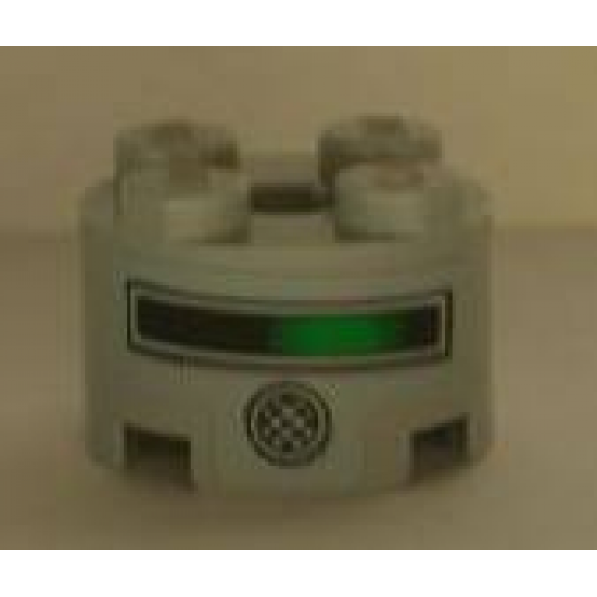 Brick, Round 2 x 2 with Axle Hole with Black and Green Line and Round Speaker Pattern (Sticker) - Set 4981