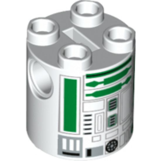 Brick, Round 2 x 2 x 2 Robot Body with Black Lines and Green Pattern (R2 Unit)