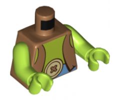 Torso Vest, Lime Chest, Medium Blue Belt with Large Tan Button Buckle Pattern / Lime Arms / Lime Hands