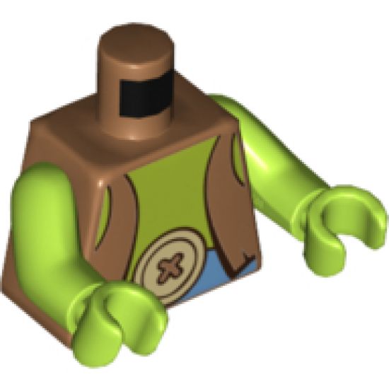 Torso Vest, Lime Chest, Medium Blue Belt with Large Tan Button Buckle Pattern / Lime Arms / Lime Hands
