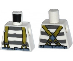 Torso Town Prisoner Shirt with Prison Stripes and Suspenders Pattern