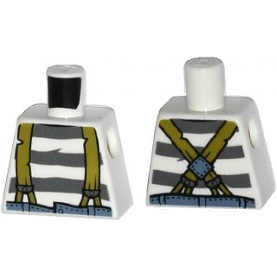 Torso Town Prisoner Shirt with Prison Stripes and Suspenders Pattern