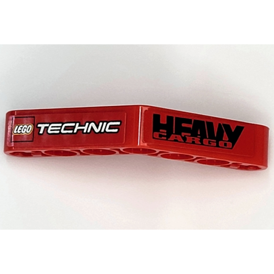 Technic, Liftarm 1 x 7 Bent (4 - 4) Thick with LEGO TECHNIC Logo and 'HEAVY CARGO' Pattern (Stickers) - Set 8041