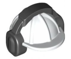 Minifigure, Headgear Helmet Construction with Black Ear Protector / Headphones Pattern