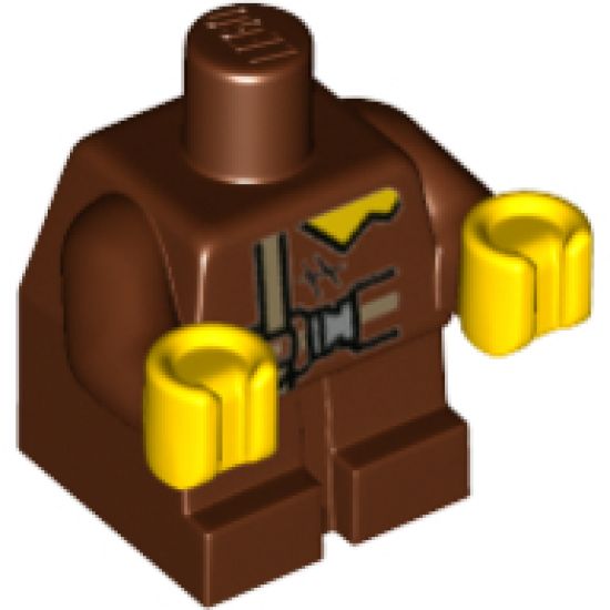 Body Baby / Toddler with Fixed Arms with Belts and Tattered Pattern and Yellow Hands