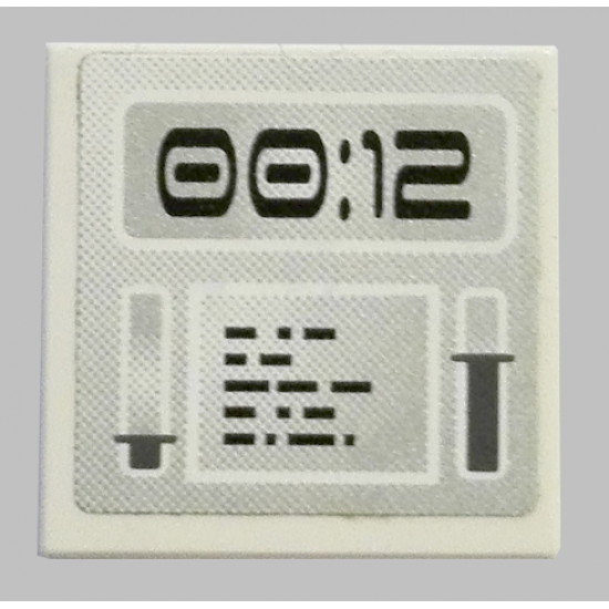 Tile 2 x 2 with Gray Screen with '00:12' Pattern (Sticker) - Set 8637