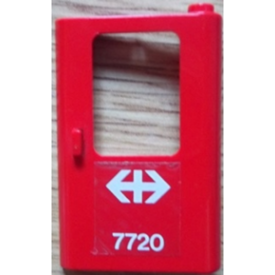 Door 1 x 4 x 5 Train Right with White Double Arrow (Swiss Federal Railways) and '7720' Pattern (Sticker) - Set 7720