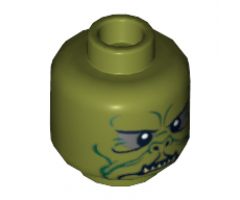 Minifigure, Head Alien with SW Kithaba Green Facial Lines Pattern - Hollow Stud