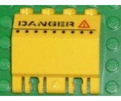 Panel 2 x 4 x 3 1/3 with Double Locking 2 Fingers Hinge with 'DANGER' and Red Warning Triangle Pattern (Sticker) - Sets 7774 / 7775