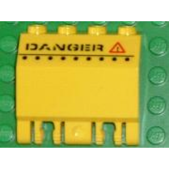 Panel 2 x 4 x 3 1/3 with Double Locking 2 Fingers Hinge with 'DANGER' and Red Warning Triangle Pattern (Sticker) - Sets 7774 / 7775