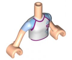 Mini Doll, Torso Friends Girl White Soccer Jersey with '7' Pattern, Light Nougat Arms with Hands with Bright Light Blue Short Sleeves