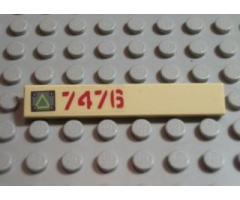 Tile 1 x 6 with Lime Triangle on Metal Plate and Dark Red '7476' Pattern Left (Sticker) - Set 7476