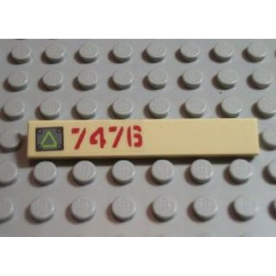 Tile 1 x 6 with Lime Triangle on Metal Plate and Dark Red '7476' Pattern Left (Sticker) - Set 7476