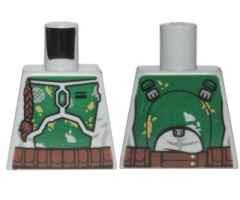 Torso SW Mandalorian Armor Plates Dark Green Pattern Dual Sided, Gray and Olive Green Patches (Boba Fett)