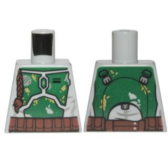 Torso SW Mandalorian Armor Plates Dark Green Pattern Dual Sided, Gray and Olive Green Patches (Boba Fett)