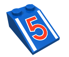Slope 33 3 x 2 with Red Number 5 and White Trim Pattern