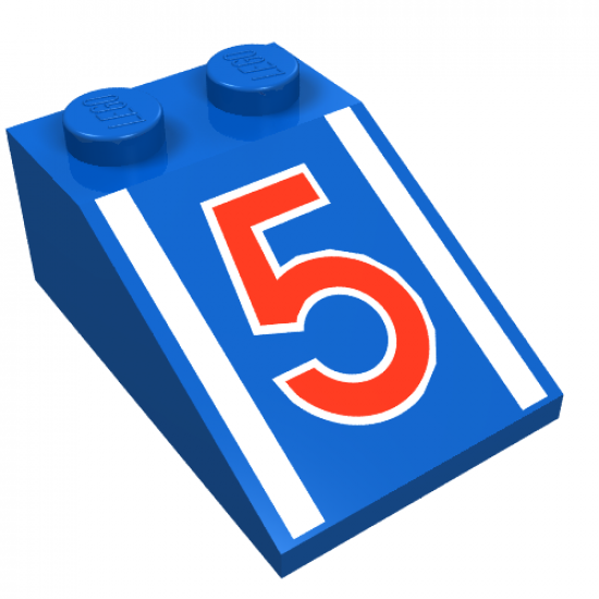 Slope 33 3 x 2 with Red Number 5 and White Trim Pattern