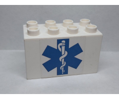 Duplo, Brick 2 x 4 x 2 with EMT Star of Life Pattern (Sticker) - Set 9226